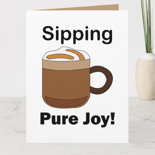 Latté Kaffe Dryck Klunkande Ren Glädje Kort (Framsida)