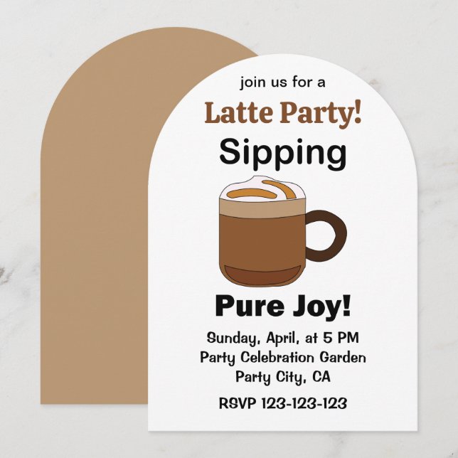 Latte Kaffe Dryck Klunkande Ren Glädje Latte Fest Inbjudningar (Fram/baksida)