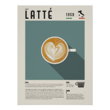 Latte Kaffe Kopp Affisch