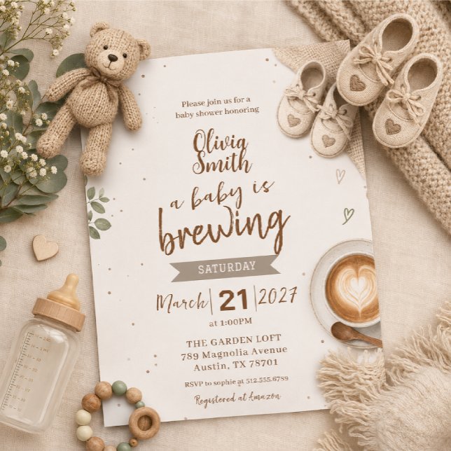 Latte kaffetemat baby shower inbjudningar (Skapare uppladdad)