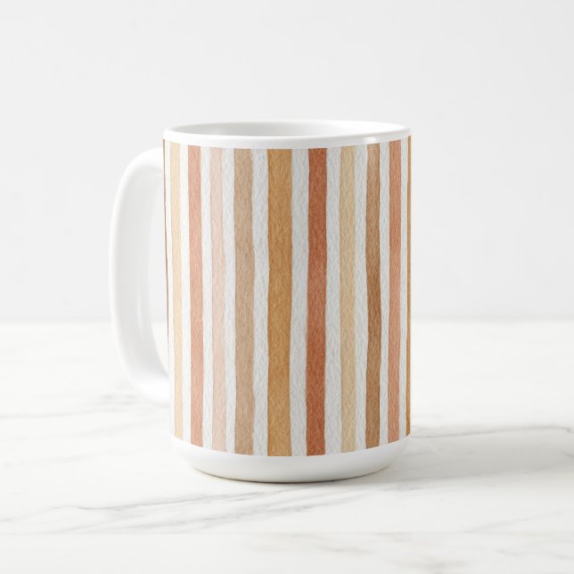 Latte Kakaokräm Röda Ränder Kaffemugg (Framsida vänster)