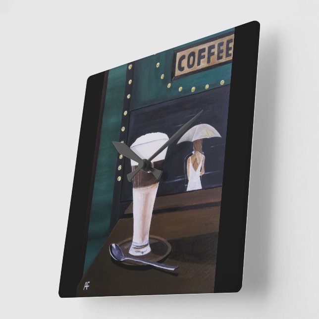 Latte Macchiato-målning av Alfred Fox Fyrkantig Klocka (Vinkel)