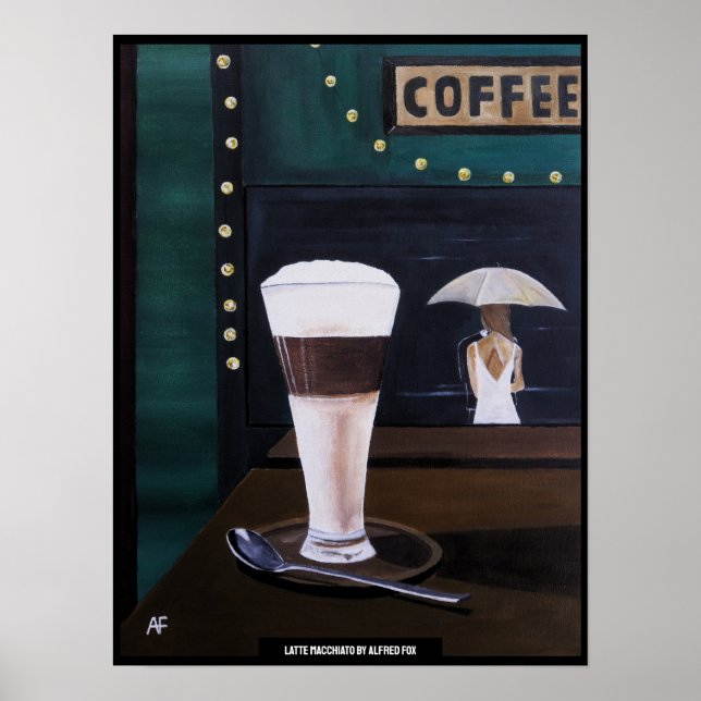 Latte Macchiato-målning av Alfred Fox Poster (Framsidan)