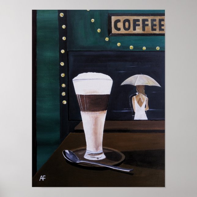 Latte Macchiato-målning av Alfred Fox Poster (Framsidan)