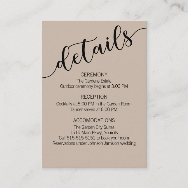 Latte Mocha Black Love Skriptdetaljer Tilläggskort (Framsida)