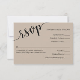 Latte Mocha Svart Kärlek Skript Minimal RSVP-kort OSA Kort