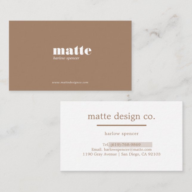 Latte | Modern Elegant - minimalistisk Professione Visitkort (Fram/baksida)
