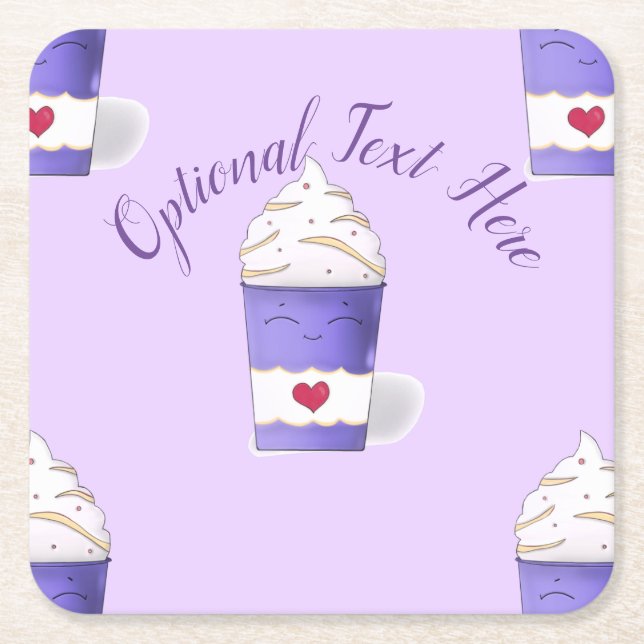 Latte- och beskvret (Lila) Underlägg Papper Kvadrat (Framsidan)