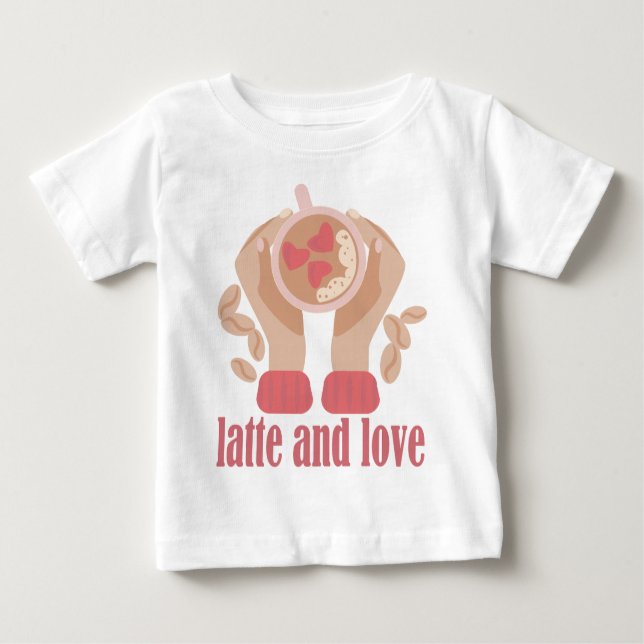 Latte och kärlek kopp, händer och kaffecitat t shirt (Framsida)