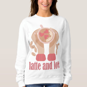 Latte och kärlek kopp, händer och kaffecitat t shirt