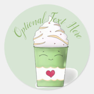 Latte- och pipgrädde (Grönt) Runt Klistermärke
