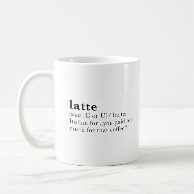 Latte - ordbokdefinition kaffemugg (Vänster)
