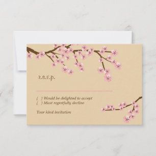 Latte & Pink körsbärsblom RSVP med kuvert OSA Kort