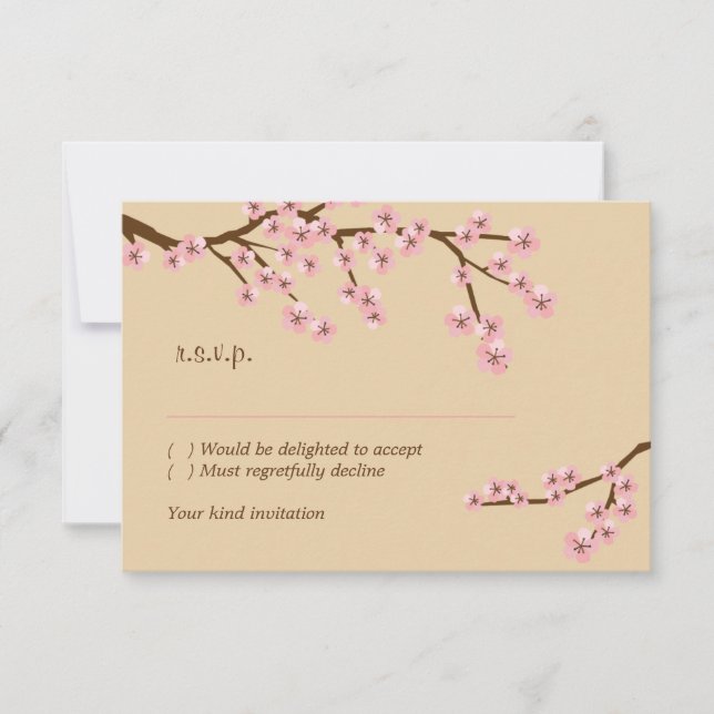 Latte & rosa körsbärsblom RSVP med kuvert OSA Kort (Framsida)
