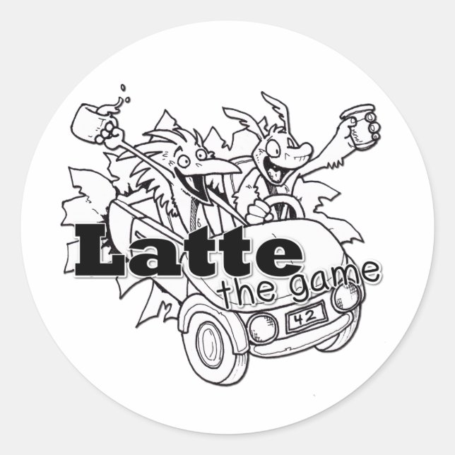 Latte Runt Klistermärke (Framsida)