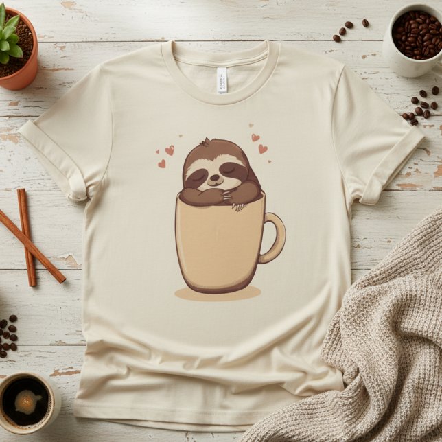 Latte Sloth. Cute Coffee Sloth, Funny Lazy Morning T Shirt (Skapare uppladdad)