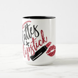Lattes och läppstiftfauxen blänker rött mugg