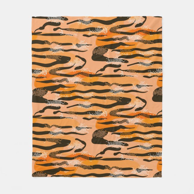 Lättfärdig tiger mönster, persiko färg fleecefilt (Framsidan)