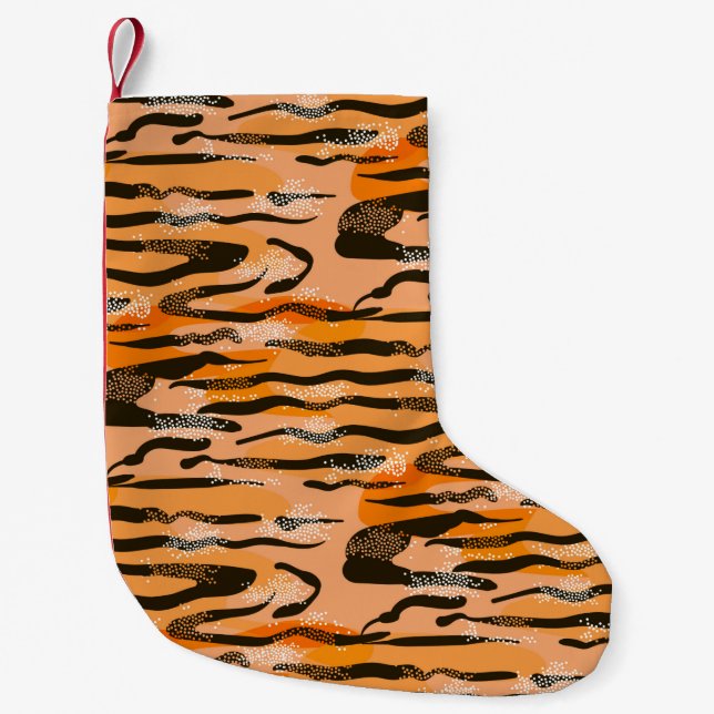 Lättfärdig tiger mönster, persiko färg liten julstrumpa (Framsidan)