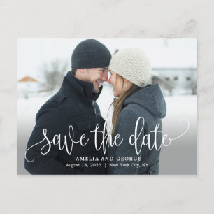 Lättfärdigt Calligraphy Photo Save Date Postcard Vykort