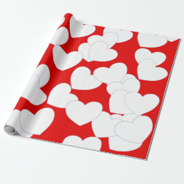 Lättfärdigt rödsvällande Pappert med stora vita hj Presentpapper