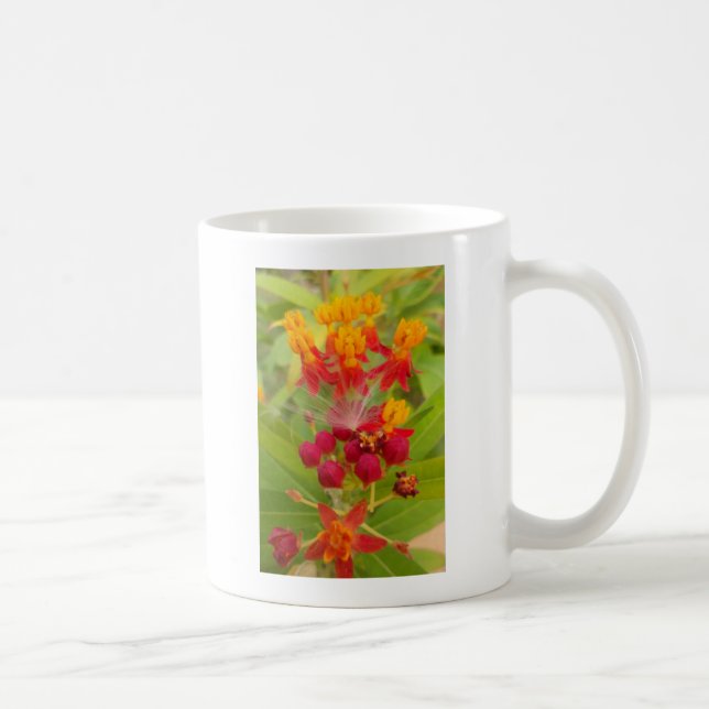 Lättfärgad Blommigt med Milkweed Art Print Kaffemugg (Höger)