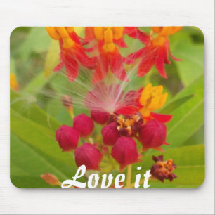 Lättfärgad Blommigt med Milkweed Art Print Musmatta