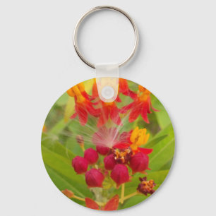 Lättfärgad Blommigt med Milkweed Art Print Nyckelring