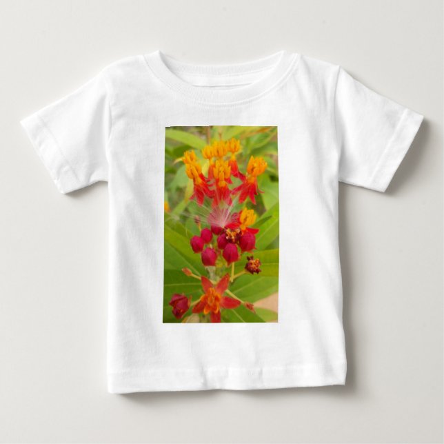 Lättfärgad Blommigt med Milkweed Art Print Tee (Framsida)