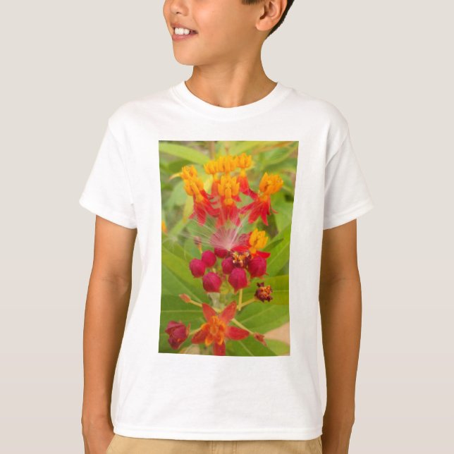 Lättfärgad Blommigt med Milkweed Art Print Tee (Framsida)