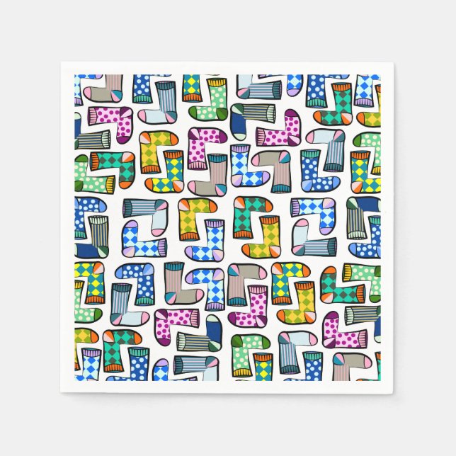 Lättfärgad strumpa mönster pappersservett (Framsidan)