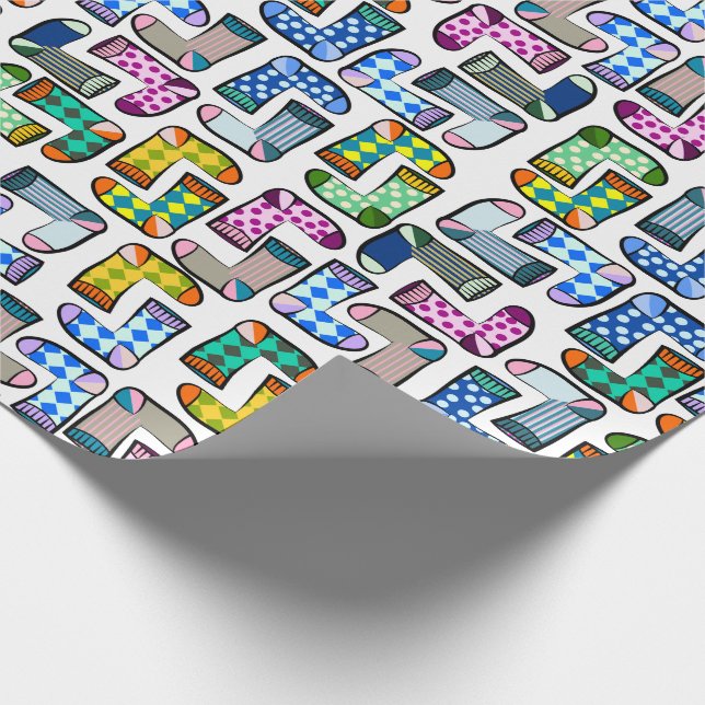 Lättfärgad strumpa mönster presentpapper (Hörn)