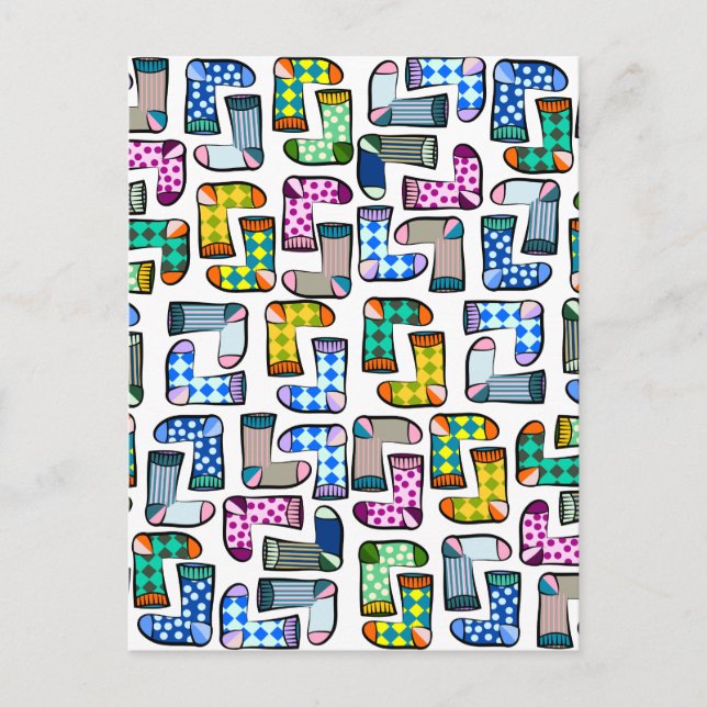 Lättfärgad strumpa mönster vykort (Framsida)