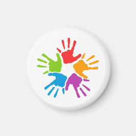 Lättfärgade flerfärgade handavtryck magnet