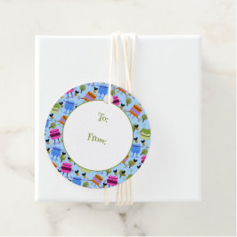 Lättfärgade grodor och bumblebin gåvor etiketter