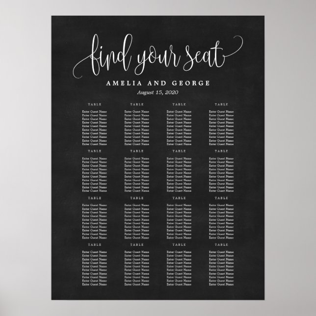 Lättfärgat sittdiagram för Kalligrafi, EDITABLE FÄ Poster (Framsidan)