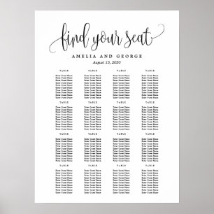 Lättfärgat sittdiagram för Kalligrafi, EDITABLE FÄ Poster