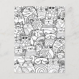 Lättfärgning av Vuxen i Cute Cats Zen Doodle Vykort