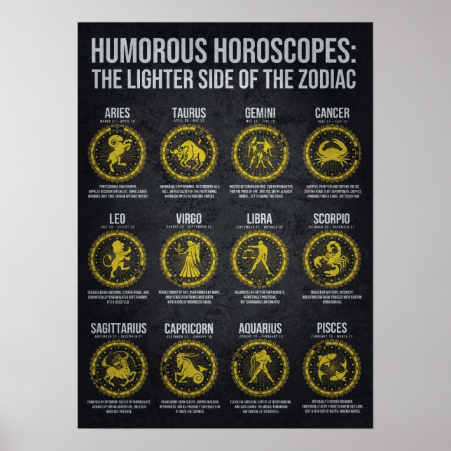 Lättfiliga hästskop, Lusnyt Zodiac Sign Humor Poster (Framsidan)