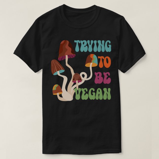 Lättfiliga Vegans, 70-talets För manar för vegetar T Shirt (Design framsida)
