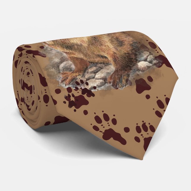 Lättfloden Otter & Footprint, Tracks Neck Tie Slips (Rullad)