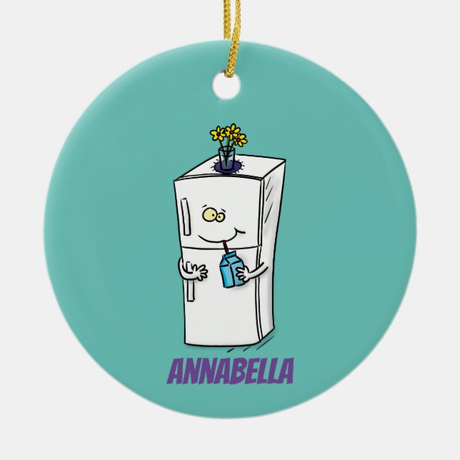 Lättförstådd illustration av tecknaden i kylskåp julgransprydnad keramik (Framsidan)