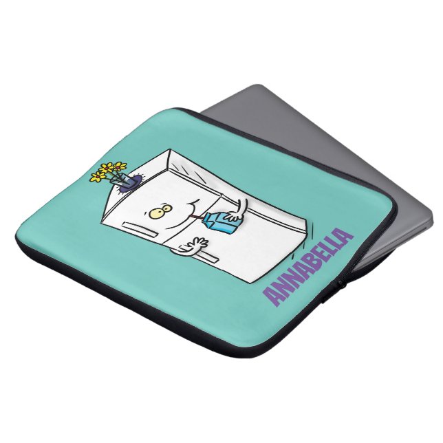 Lättförstådd illustration av tecknaden i kylskåp laptop fodral (Framsida topp)
