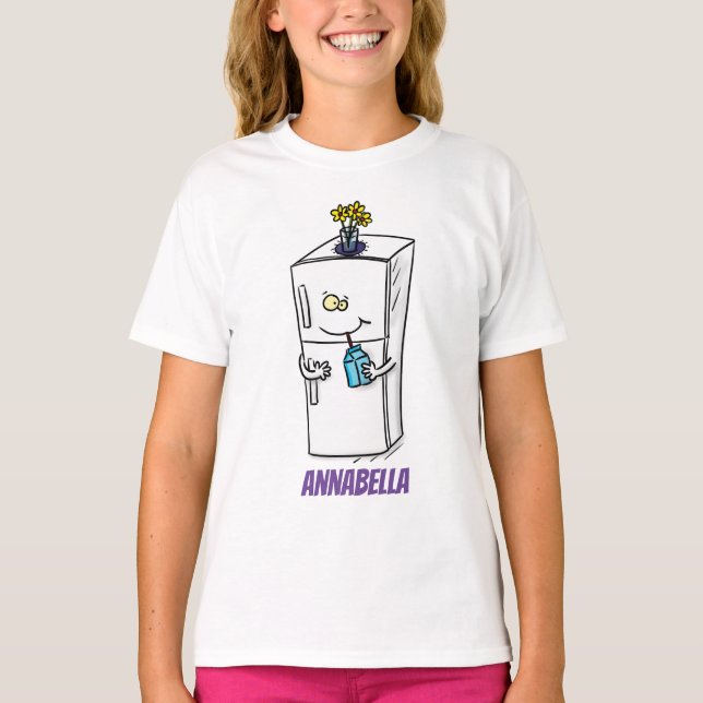 Lättförstådd illustration av tecknaden i kylskåp t shirt (Framsida)