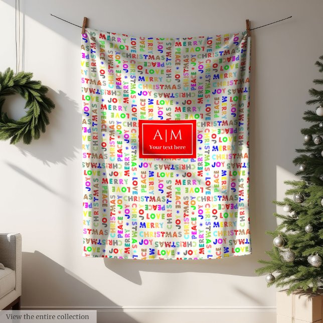 Lättfull helgdag-filt fleecefilt (Funny colorful Christmas lettering holiday blanket)