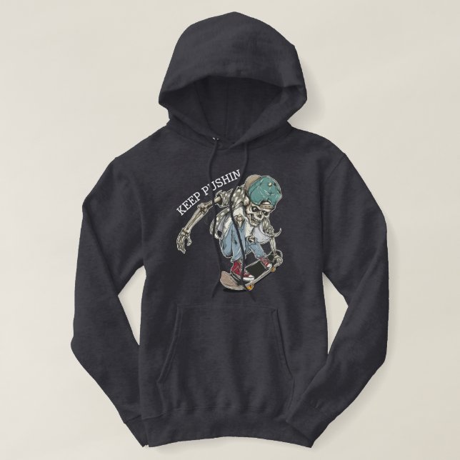 Lättfunn Behålla Pushin Skateboard Manar Hoodie (Design framsida)