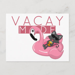 Lättfunn cat Flamingo Vacay Mode Vacacation Vykort