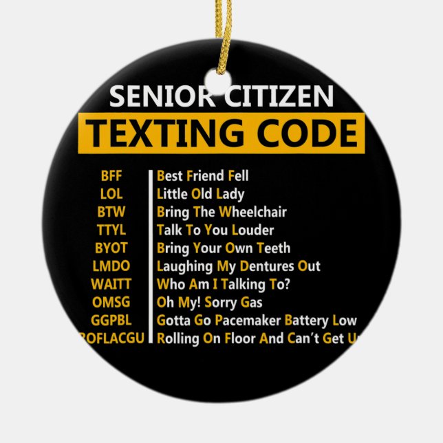 Lättfunna äldre medborgares textkoddesigngåva julgransprydnad keramik (Framsidan)