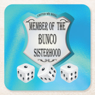 Lättfunna Bunco Sisterhood Dice Blue Underlägg Papper Kvadrat