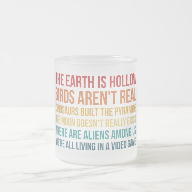 Lättfunna Dinosaur Flat Earth Alien Conspirory Teo Frostad Glasmugg (Center)